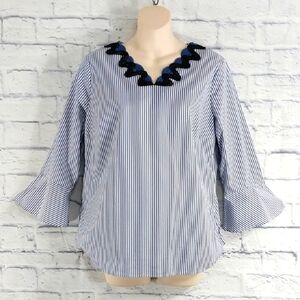 Talbot's Striped Top w Flare Sleeves Sz S